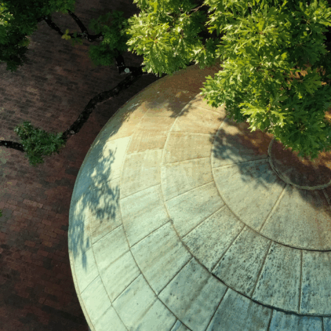 Aerial view of the top of the dome of the Old Well. Photo from the OneCarolina Photo Archive.